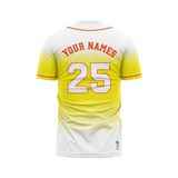 Custom Design and Manufacturing Sports T-Shirt Baseball buttoned crew neck short sleeves sublimation printing pattern Ombre BC07 Polyester-Spandex blend 4-way stretch OEM/ODM Low MOQ