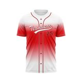 Custom Design and Manufacturing Sports T-Shirt Baseball buttoned crew neck short sleeves sublimation printing pattern Ombre BC07 Polyester-Spandex blend 4-way stretch OEM/ODM Low MOQ
