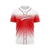Custom Design and Manufacturing Sports T-Shirt Baseball buttoned crew neck short sleeves sublimation printing pattern Ombre BC07 Polyester-Spandex blend 4-way stretch OEM/ODM Low MOQ