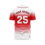 Custom Design and Manufacturing Sports T-Shirt Baseball buttoned crew neck short sleeves sublimation printing pattern Ombre BC07 Polyester-Spandex blend 4-way stretch OEM/ODM Low MOQ