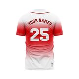 Custom Design and Manufacturing Sports T-Shirt Baseball buttoned crew neck short sleeves sublimation printing pattern Ombre BC07 Polyester-Spandex blend 4-way stretch OEM/ODM Low MOQ
