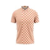 Custom Design and Manufacturing Polo Shirt Sportswear Pickleball & Tennis polo collar short sleeves sublimation printing pattern Square Series Polyester-Spandex blend 4-way stretch OEM/ODM Low MOQ