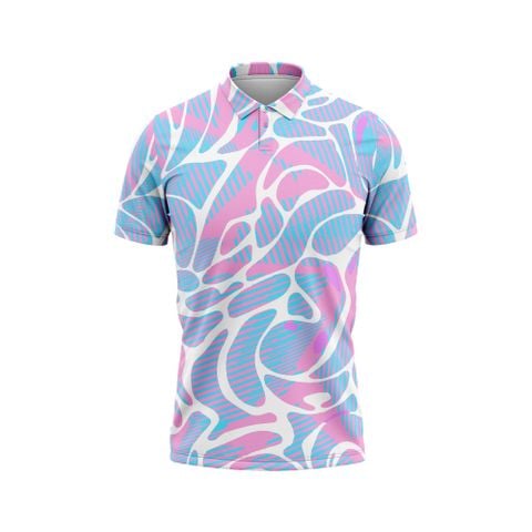 Custom Design and Manufacturing Polo Shirt Sportswear Pickleball & Tennis polo collar short sleeves sublimation printing pattern Wave Polyester-Spandex blend 4-way stretch OEM/ODM Low MOQ