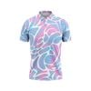 Custom Design and Manufacturing Polo Shirt Sportswear Pickleball & Tennis polo collar short sleeves sublimation printing pattern Wave Polyester-Spandex blend 4-way stretch OEM/ODM Low MOQ