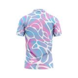 Custom Design and Manufacturing Polo Shirt Sportswear Pickleball & Tennis polo collar short sleeves sublimation printing pattern Wave Polyester-Spandex blend 4-way stretch OEM/ODM Low MOQ