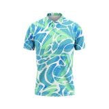Custom Design and Manufacturing Polo Shirt Sportswear Pickleball & Tennis polo collar short sleeves sublimation printing pattern Wave Polyester-Spandex blend 4-way stretch OEM/ODM Low MOQ