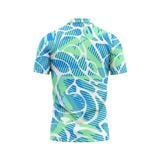 Custom Design and Manufacturing Polo Shirt Sportswear Pickleball & Tennis polo collar short sleeves sublimation printing pattern Wave Polyester-Spandex blend 4-way stretch OEM/ODM Low MOQ