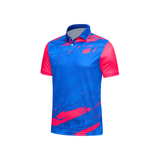 Custom Design and Manufacturing Polo Shirt Sportswear Pickleball & Tennis polo collar short sleeves sublimation printing pattern blue combined with color Polyester-Spandex blend 4-way stretch OEM/ODM Low MOQ