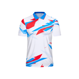 Custom Design and Manufacturing Polo Shirt Sportswear Pickleball & Tennis polo collar short sleeves sublimation printing pattern white combined with green Polyester-Spandex blend 4-way stretch OEM/ODM Low MOQ