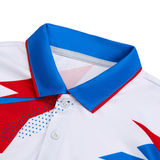 Custom Design and Manufacturing Polo Shirt Sportswear Pickleball & Tennis polo collar short sleeves sublimation printing pattern white combined with green Polyester-Spandex blend 4-way stretch OEM/ODM Low MOQ