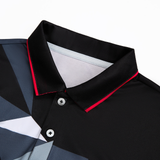 Custom Design and Manufacturing Polo Shirt Sportswear Pickleball & Tennis polo collar short sleeves sublimation printing pattern blue black Polyester-Spandex blend 4-way stretch OEM/ODM Low MOQ