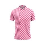 Custom Design and Manufacturing Polo Shirt Sportswear Pickleball & Tennis polo collar short sleeves sublimation printing pattern Square Series Polyester-Spandex blend 4-way stretch OEM/ODM Low MOQ