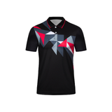 Custom Design and Manufacturing Polo Shirt Sportswear Pickleball & Tennis polo collar short sleeves sublimation printing pattern blue black Polyester-Spandex blend 4-way stretch OEM/ODM Low MOQ