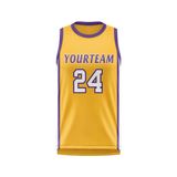 Custom Design and Manufacturing Sports Basketball crew neck sleeveless sublimation printing pattern Color Yellow Polyester-Spandex blend 4-way stretch OEM/ODM Low MOQ