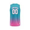  Custom Design and Manufacturing Sports Basketball crew neck sleeveless sublimation printing pattern Color Pink Polyester-Spandex blend 4-way stretch OEM/ODM Low MOQ 
