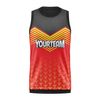 Custom Design and Manufacturing Sports Basketball crew neck sleeveless sublimation printing pattern Color Red Polyester-Spandex blend 4-way stretch OEM/ODM Low MOQ