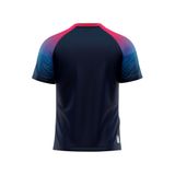 Custom Design and Manufacturing  T-Shirt Sportswear Pickleball & Tennis short sleeves sublimation printing gradient pattern Polyester-Spandex blend 4-way stretch OEM/ODM Low MOQ