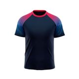 Custom Design and Manufacturing  T-Shirt Sportswear Pickleball & Tennis short sleeves sublimation printing gradient pattern Polyester-Spandex blend 4-way stretch OEM/ODM Low MOQ