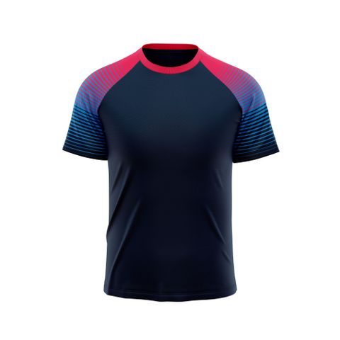 Custom Design and Manufacturing  T-Shirt Sportswear Pickleball & Tennis short sleeves sublimation printing gradient pattern Polyester-Spandex blend 4-way stretch OEM/ODM Low MOQ