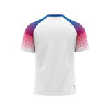 Custom Design and Manufacturing T-Shirt Sportswear short sleeves sublimation printing gradient pattern white Polyester-Spandex blend 4-way stretch OEM/ODM Low MOQ