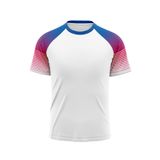 Custom Design and Manufacturing T-Shirt Sportswear short sleeves sublimation printing gradient pattern white Polyester-Spandex blend 4-way stretch OEM/ODM Low MOQ