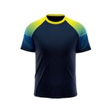 Custom Design and Manufacturing  T-Shirt Sportswear Pickleball & Tennis short sleeves sublimation printing gradient pattern Polyester-Spandex blend 4-way stretch OEM/ODM Low MOQ