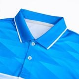 Custom Design and Manufacturing Polo Shirt Sportswear Pickleball & Tennis polo collar short sleeves sublimation printing pattern cyan Polyester-Spandex blend 4-way stretch OEM/ODM Low MOQ