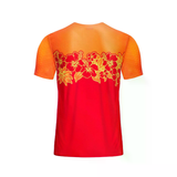 Custom Design and Manufacturing Sports T-Shirt crew neck Bonding Seamless sublimation printing red leaf pattern Polyester-Spandex blend 4-way stretch OEM/ODM Low MOQ