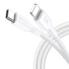 CÁP HORA  3A C TO LIGHTNING PVC NYLON - TRẮNG - 1M - CAB273B