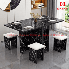 Bàn ăn gấp gọn thông minh có ghế bọc nệm và bánh xe Ohaha - BA024