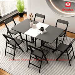 Bàn ăn gấp gọn thông minh có ghế và bánh xe Ohaha - BA023