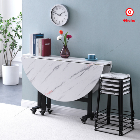 Bàn ăn thông minh xếp gọn Ohaha có bánh xe - BA027