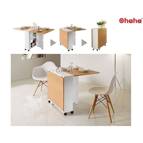 Bàn ăn gấp gọn thông minh đa năng Clus Ohaha - Có bánh xe/Không bánh xe - BA005