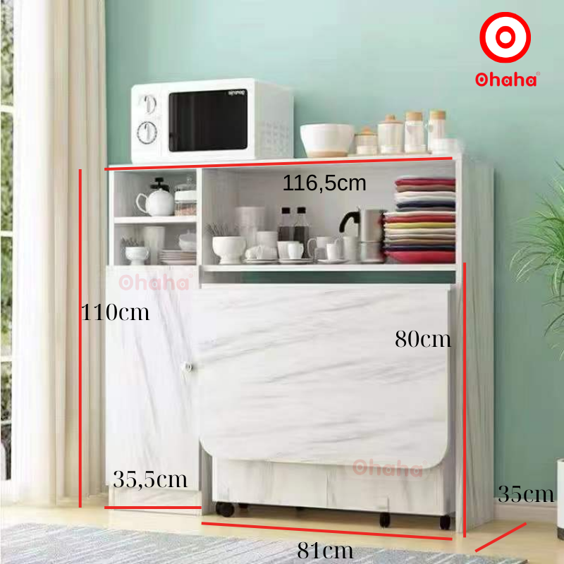 Bộ bàn ăn thông minh xếp gọn có ghế kèm hệ tủ đồ - BA011