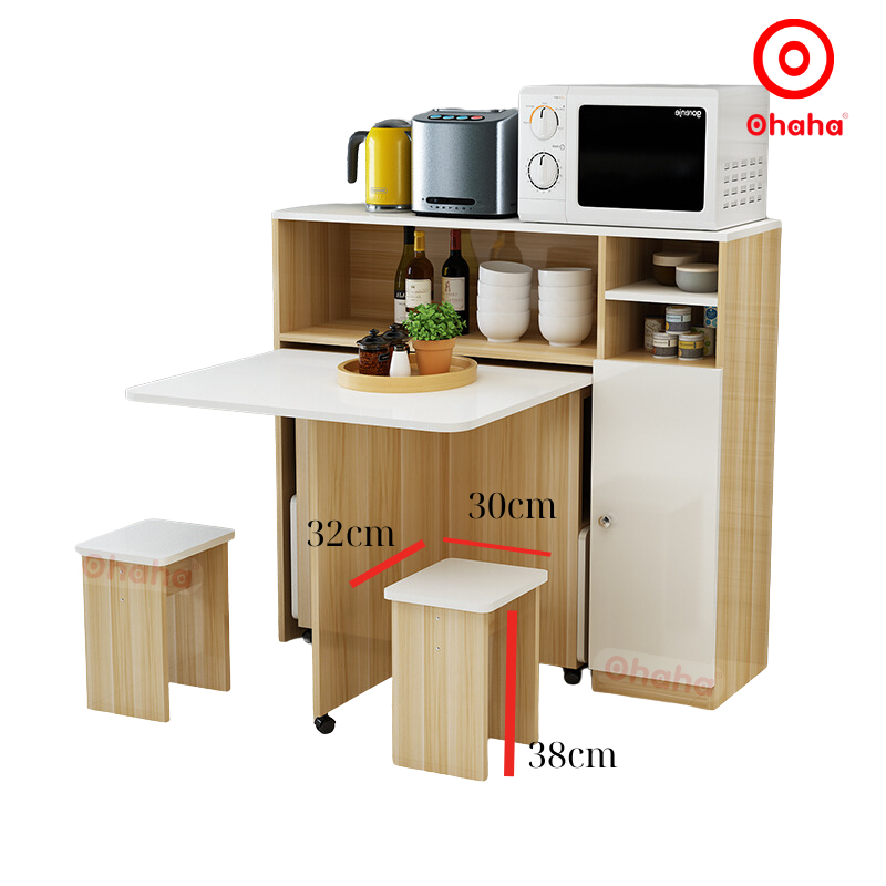 Bộ bàn ăn thông minh xếp gọn có ghế kèm hệ tủ đồ - BA011