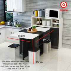 Bộ bàn ăn thông minh xếp gọn có ghế kèm hệ tủ đồ - BA011