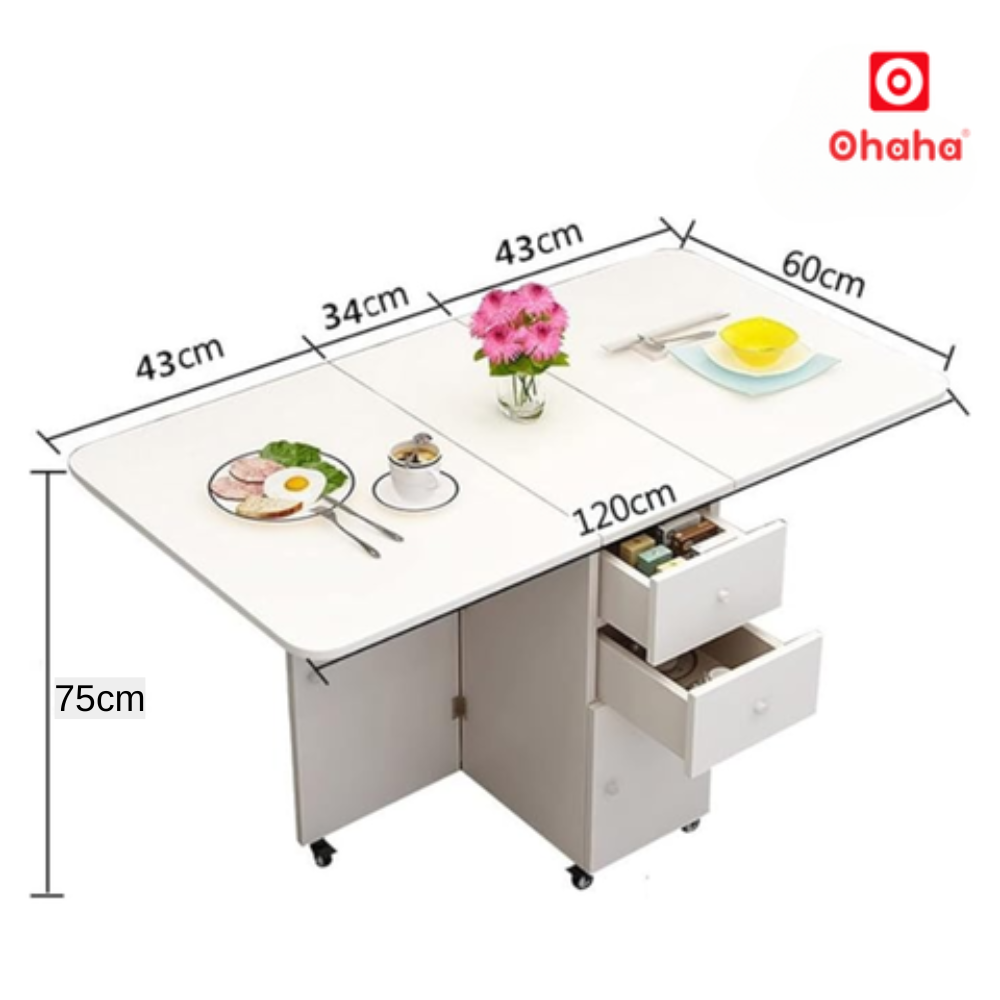Bàn Ăn Thông Minh Gấp Gọn Kết Hợp Tủ Đựng Đồ OHAHA - BDN012