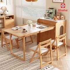Bộ Bàn Ăn Xếp Gọn Kết Hợp Tủ Bếp Hiện Đại OHAHA - BA038 - Kèm 4 Ghế