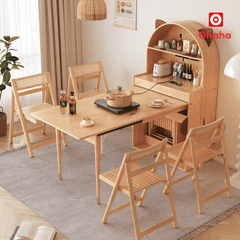 Bàn ăn xếp gọn kết hợp tủ bếp hiện đại hình tai mèo OHAHA - BA042