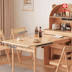 Bàn ăn xếp gọn kết hợp tủ bếp hiện đại hình tai mèo OHAHA - BA042