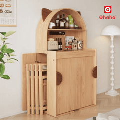 Bàn ăn xếp gọn kết hợp tủ bếp hiện đại hình tai mèo OHAHA - BA042