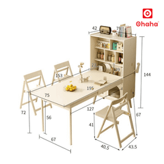 Bộ bàn ăn xếp gọn kết hợp tủ bếp hình mặt cười hiện đại OHAHA - BA041