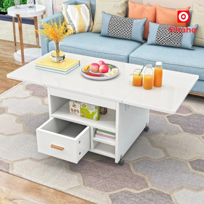 Bàn ăn thông minh xếp gọn Ohaha có bánh xe - BDN011