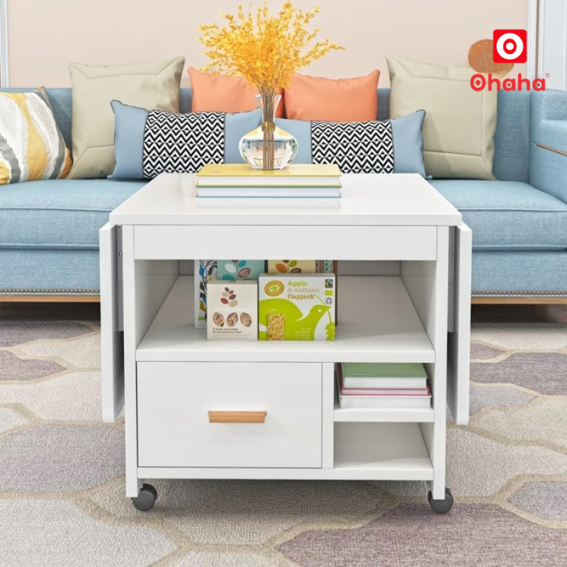 Bàn ăn thông minh xếp gọn Ohaha có bánh xe - BDN011