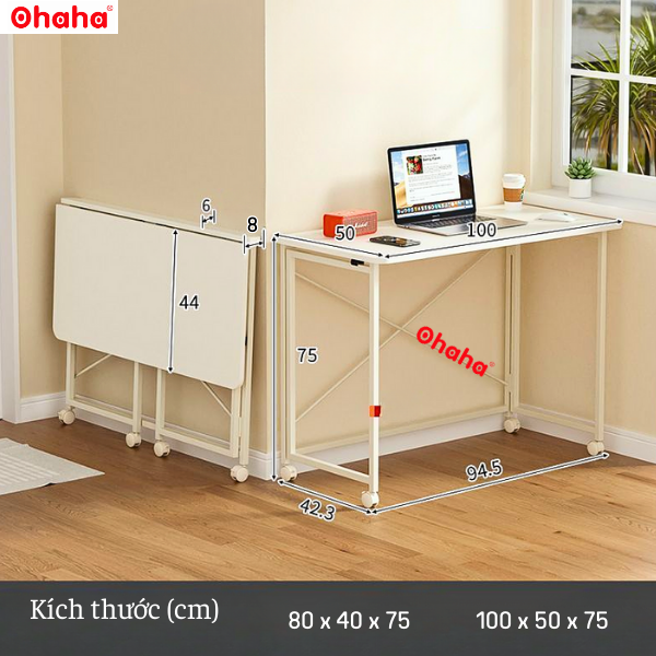 Bàn gấp gọn thông minh có bánh xe Ohaha - BGG001