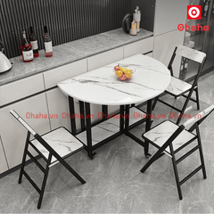 Bàn ăn gấp gọn thông minh có ghế và bánh xe Ohaha - BA025