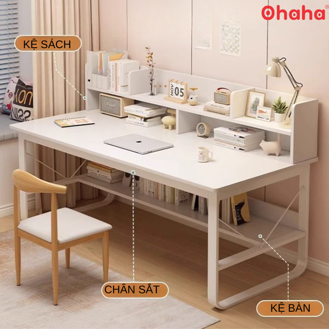 Bàn Học Chân Sắt Có Kệ Sách Cho Bé OHAHA - BH011