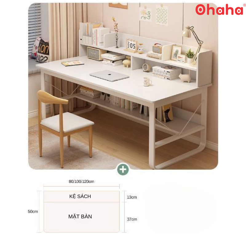 Bàn Học Chân Sắt Có Kệ Sách Cho Bé OHAHA - BH011