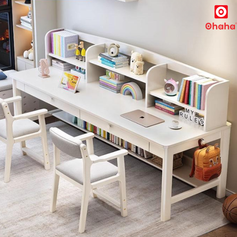 Bàn Học Đôi Có Kệ Sách Cho Bé OHAHA - BH004