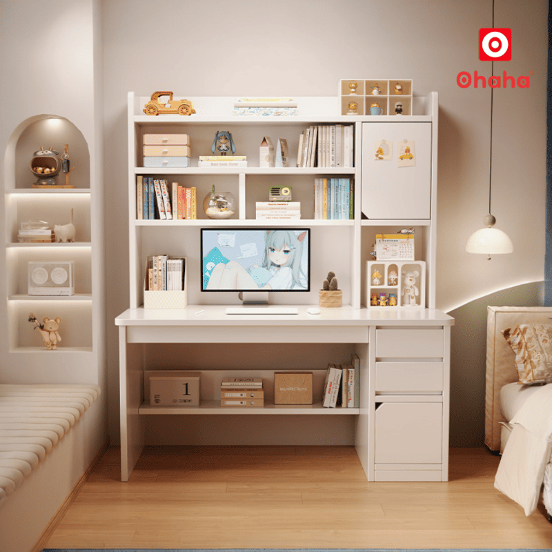 Bàn học hiện đại có kệ sách cho bé OHAHA - BH021